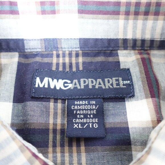 MWG Apparel Pearl Snap Western Plaid Shirt Men's XL Collared Casual Workwear - Picture 3 of 7